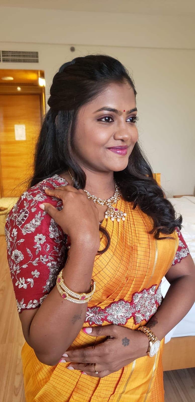 Saree Draping — Silk Kanjivaram at Aurra Luxury Salon